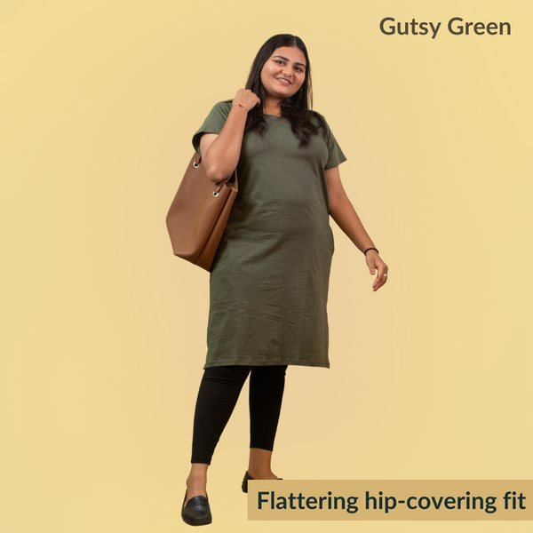 Gutsy Green Hip Covering T-shirt