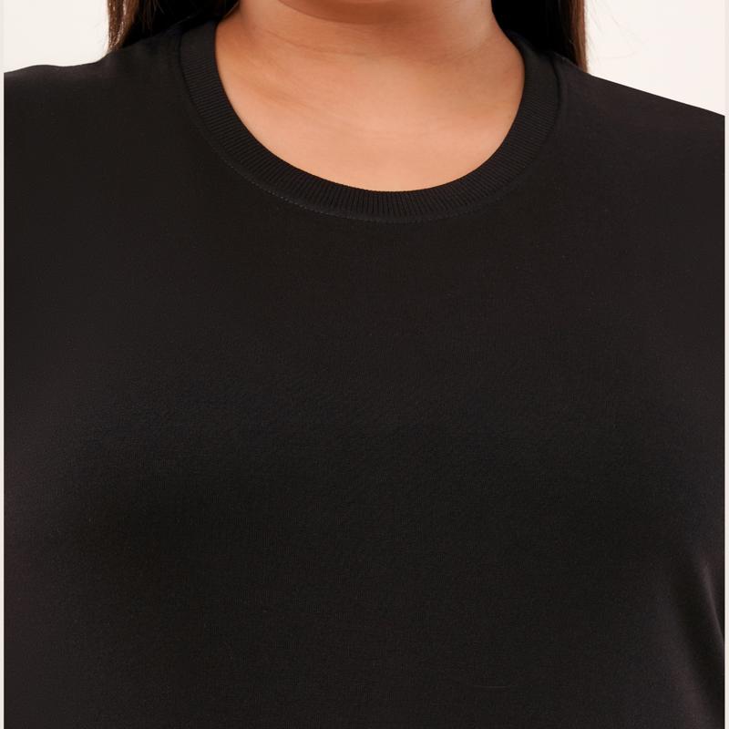 Vogue Black Relaxed Fit Round Neck T-shirt