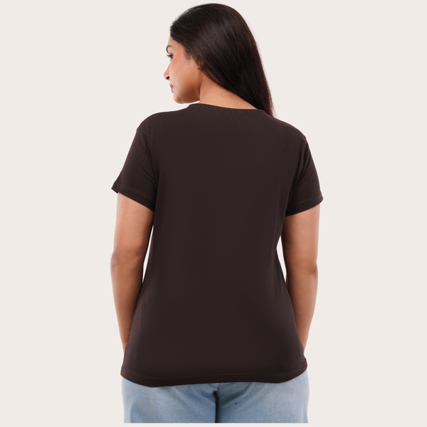 Cocoa Coffee Solid T-shirt for Women