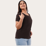 Cocoa Coffee Solid T-shirt for Women