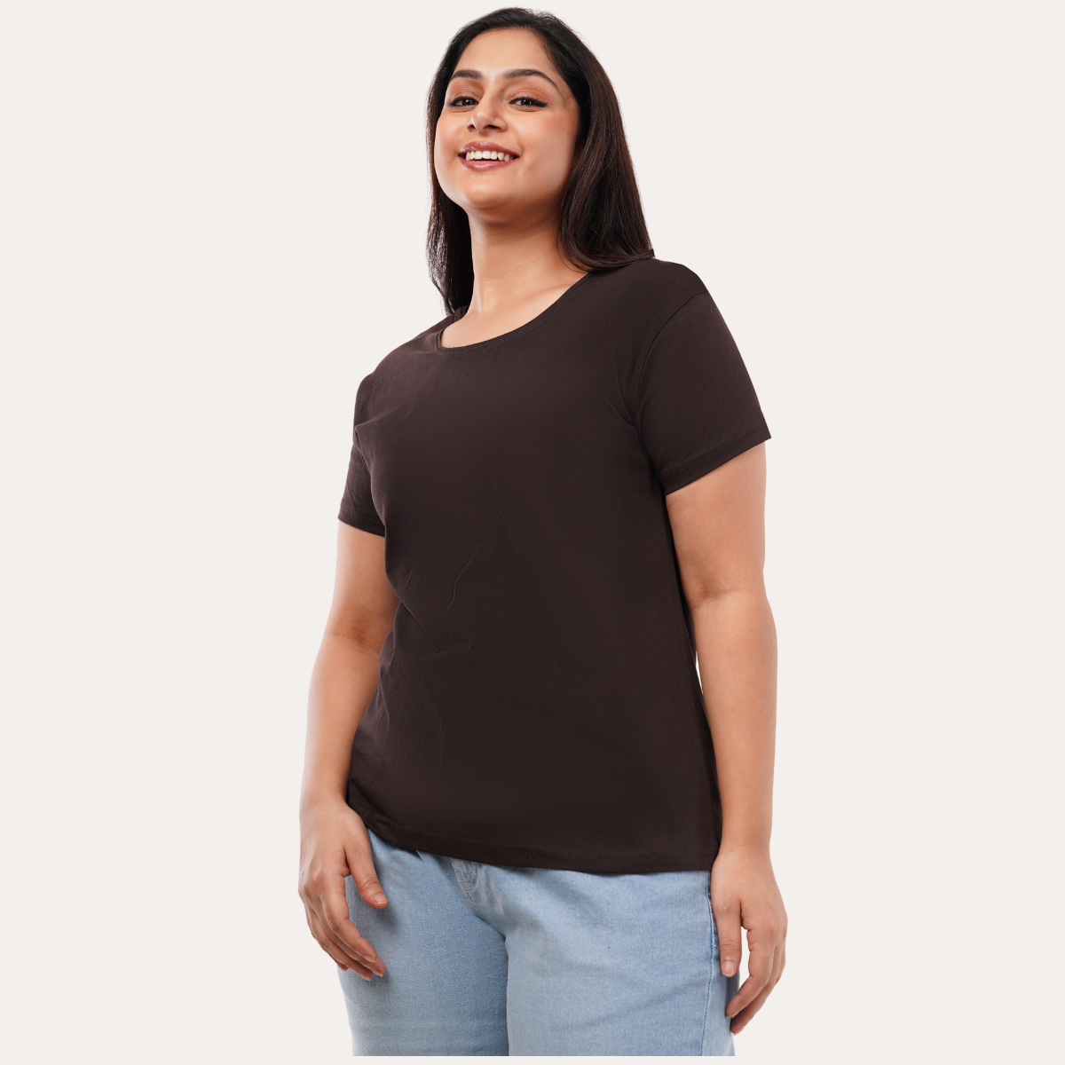 Cocoa Coffee Solid T-shirt for Women
