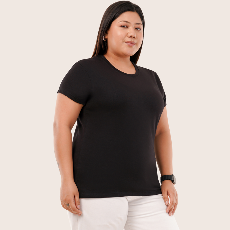 Vogue Black Relaxed Fit Round Neck T-shirt