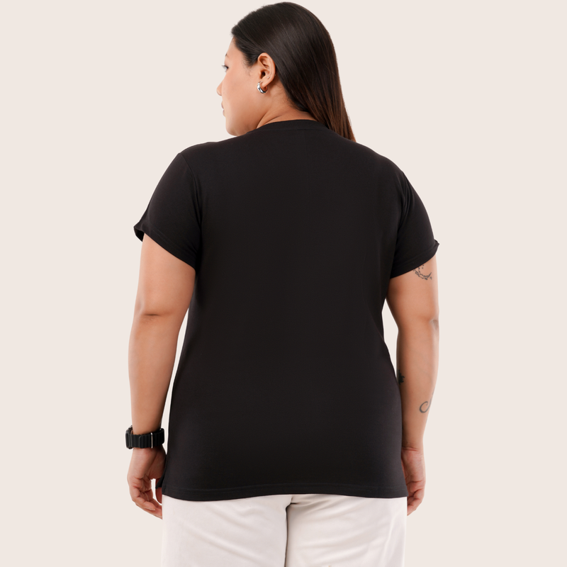 Vogue Black Relaxed Fit Round Neck T-shirt