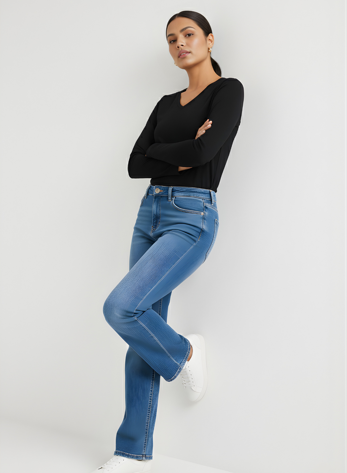 Brazen Black Full Sleeves V-Neck T-shirt