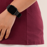 Round O Clock Burning Burgundy Tshirt for Women