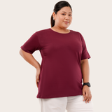 Round O Clock Burning Burgundy Tshirt for Women