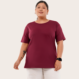 Round O Clock Burning Burgundy Tshirt for Women