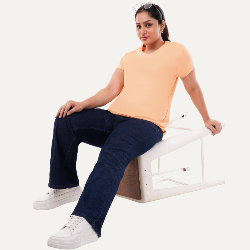 Peach Fuzz Relaxed Fit Round Neck T-shirt - Pantone Color of the Year 2024