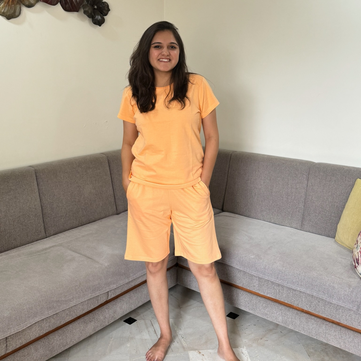 Peach Fuzz Shorts Set - Pantone Color of the Year 2024