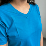 Trendy Turquoise Solid V-Neck T-shirt for Women