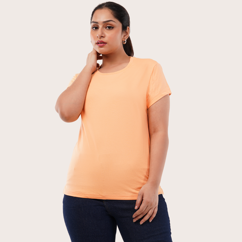 Peach Fuzz Relaxed Fit Round Neck T-shirt - Pantone Color of the Year 2024