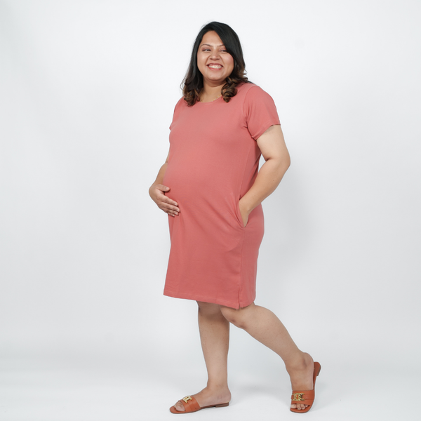 Blissful Brick Maternity T-Shirt Dress
