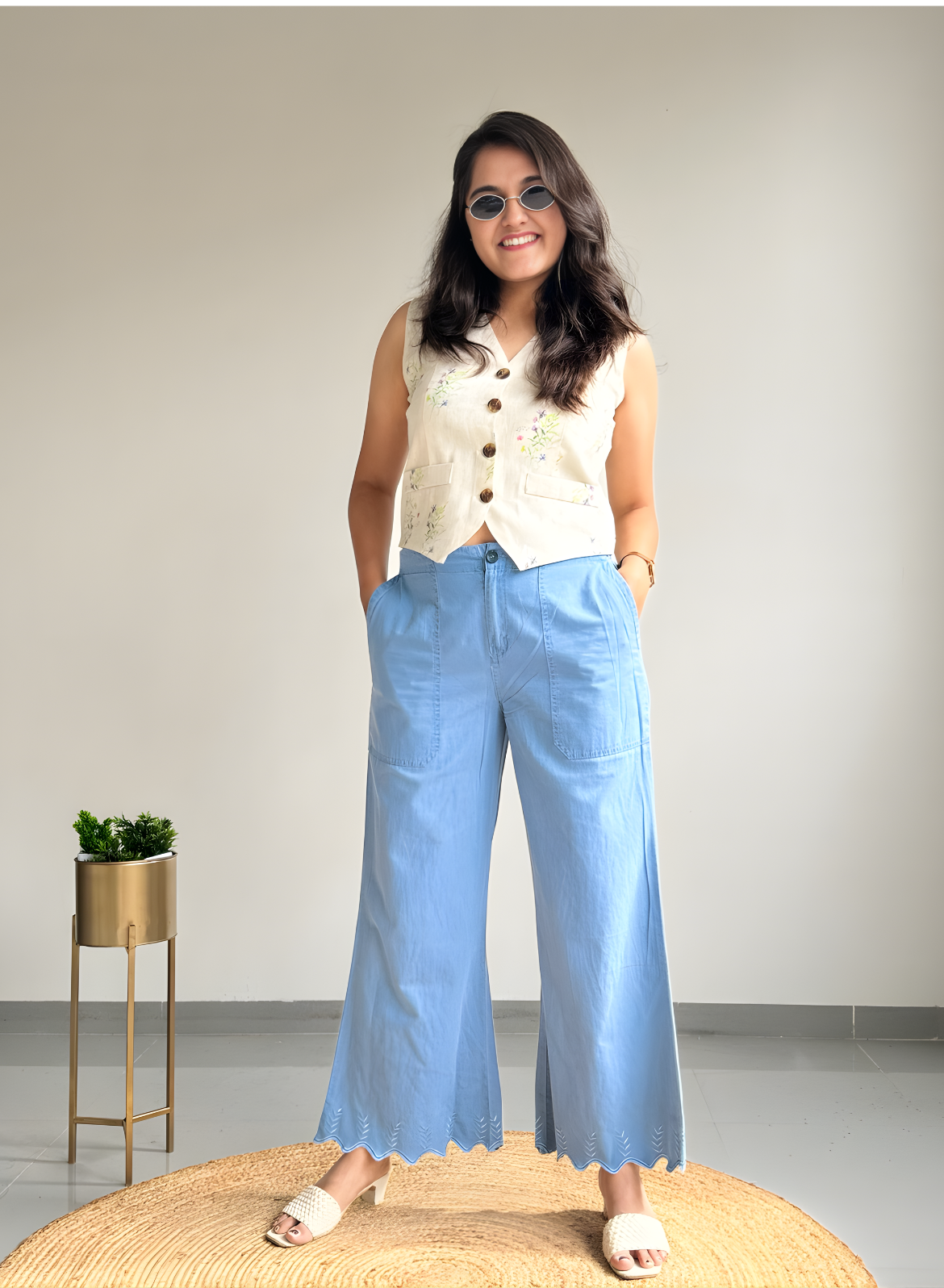 Light Blue Wide Leg Pants