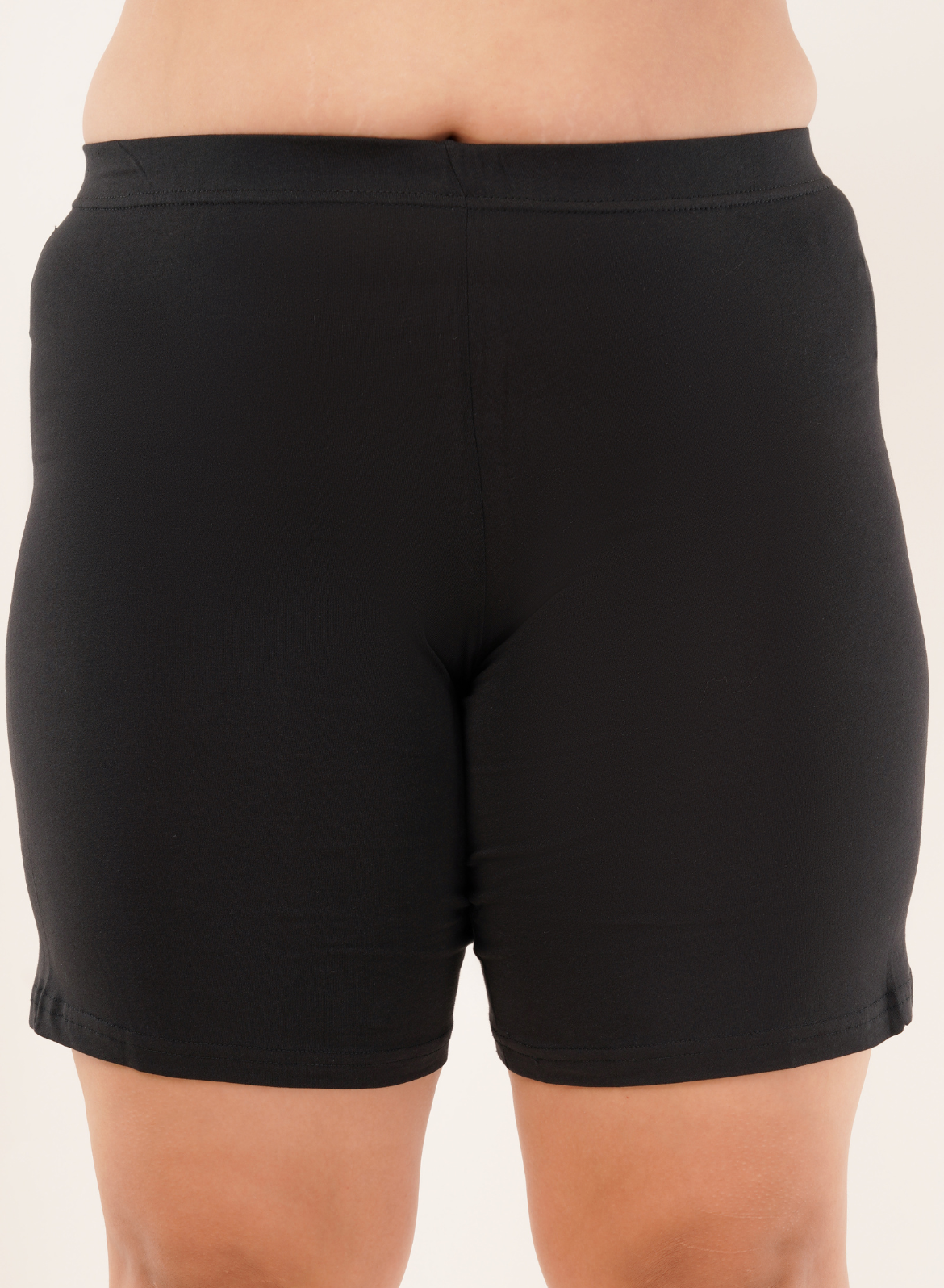 Black Stretch Cotton Women Cycling Shorts