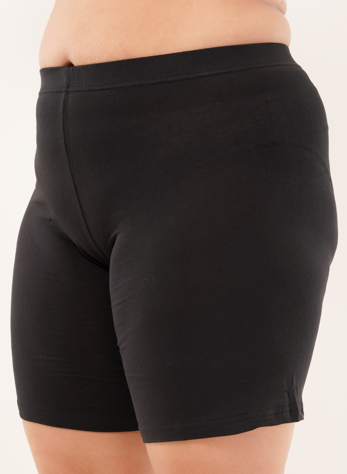 Black Stretch Cotton Women Cycling Shorts