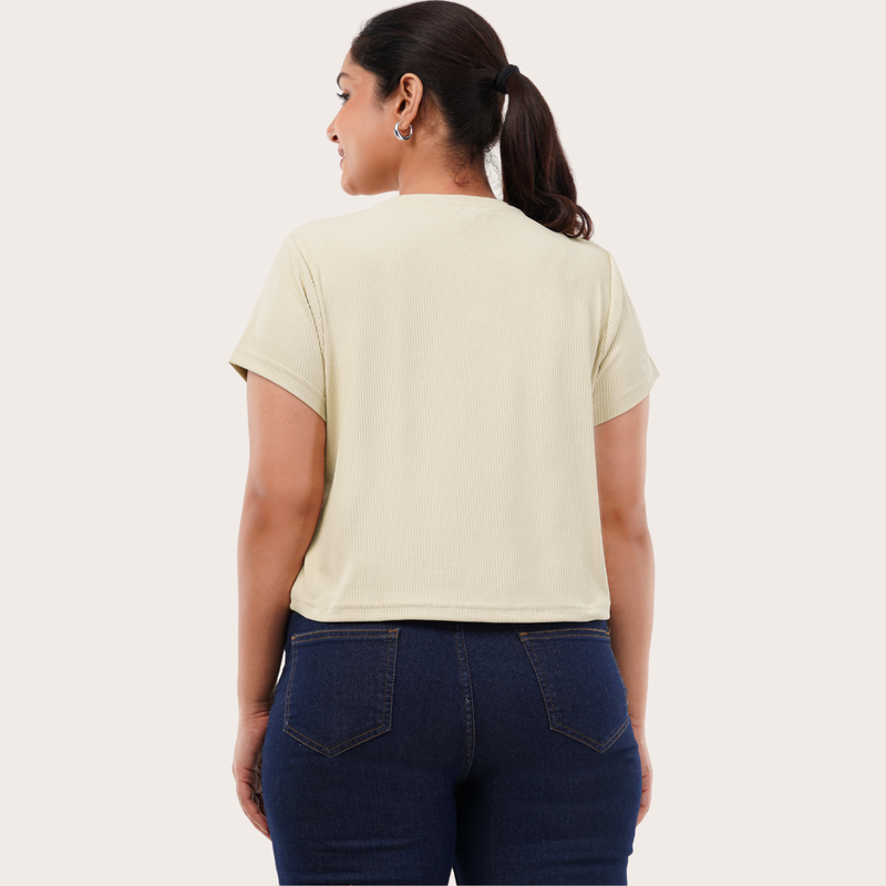 Creamy Ivory Ribbed Crop Top