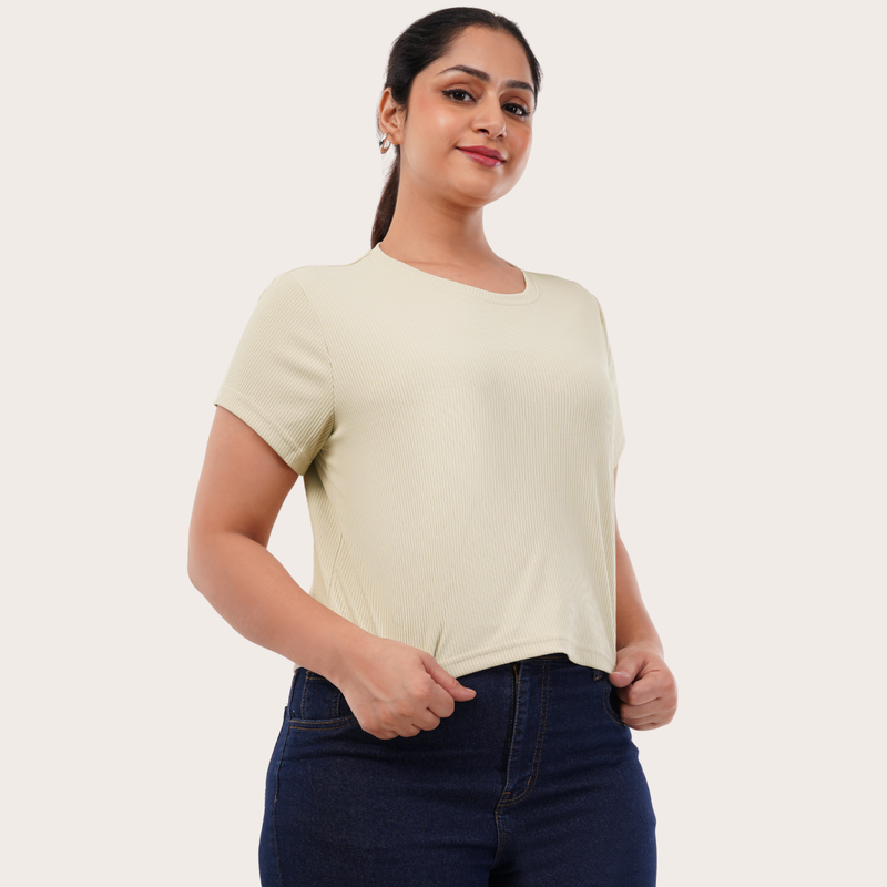 Creamy Ivory Ribbed Crop Top