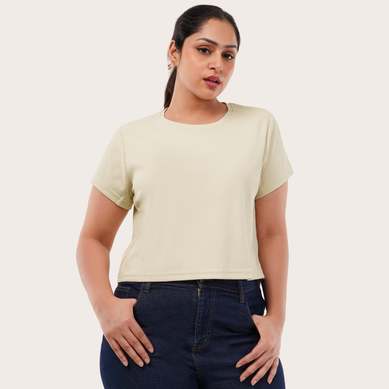 Creamy Ivory Ribbed Crop Top