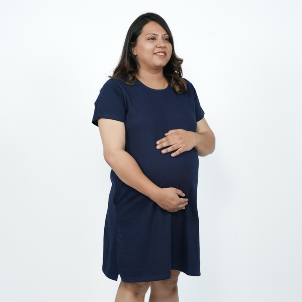 Ballsy Blue Maternity T-Shirt Dress