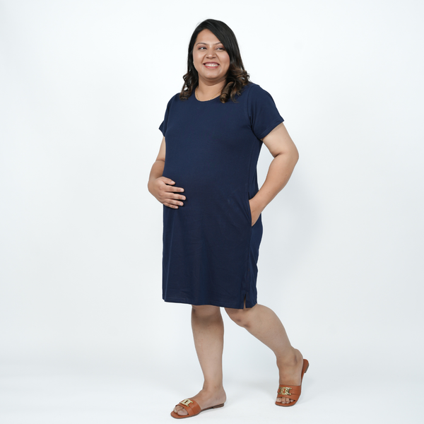 Ballsy Blue Maternity T-Shirt Dress