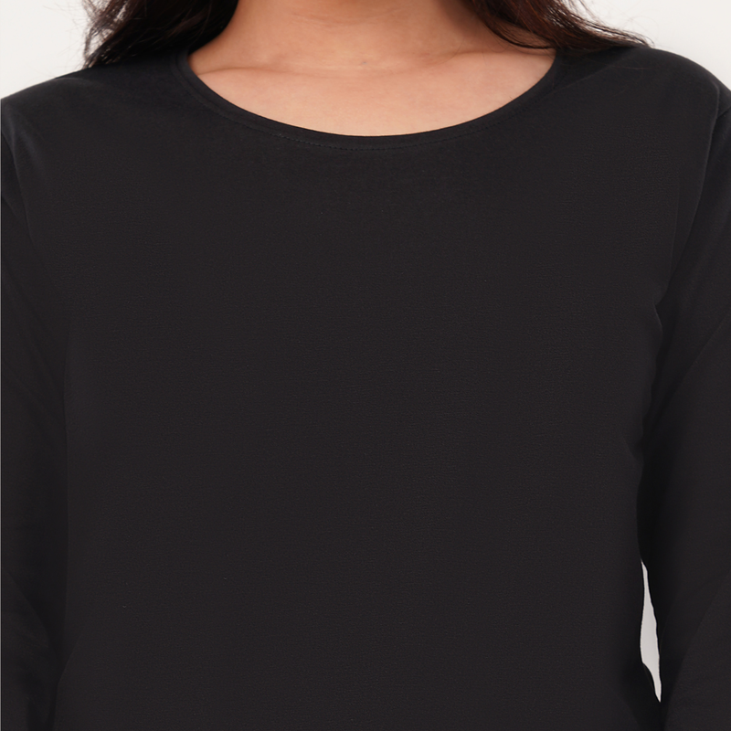 Brazen Black Full Sleeves Solid T-shirt for Women