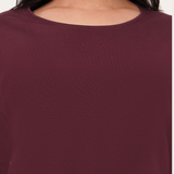 Burning Burgundy Full Sleeves Solid T-shirt for Women