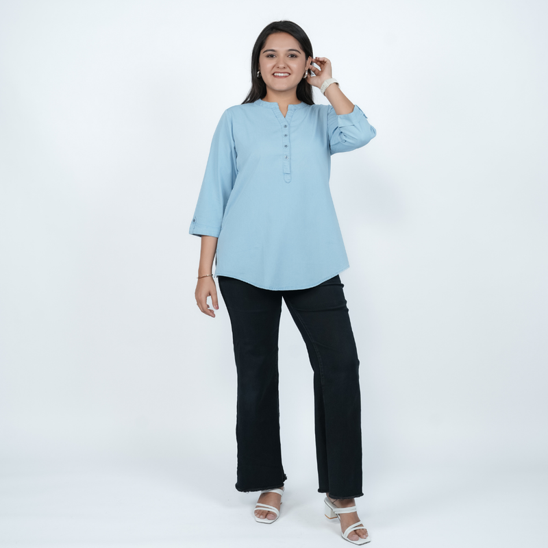 Light Blue Denim Tunic Top