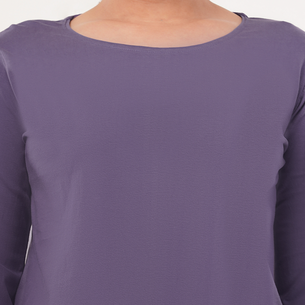 Lively Lilac Full Sleeves Solid T-shirt for Women