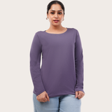 Lively Lilac Full Sleeves Solid T-shirt for Women