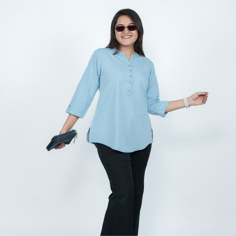 Light Blue Denim Tunic Top