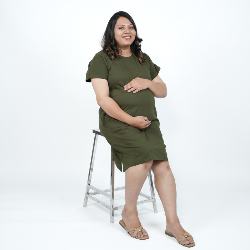 Gutsy Green Maternity T-Shirt Dress