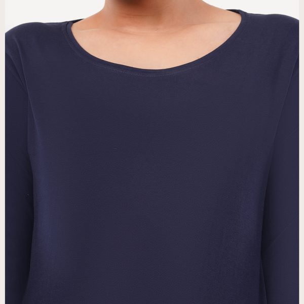 Ballsy Blue Full Sleeves Solid T-shirt for Women