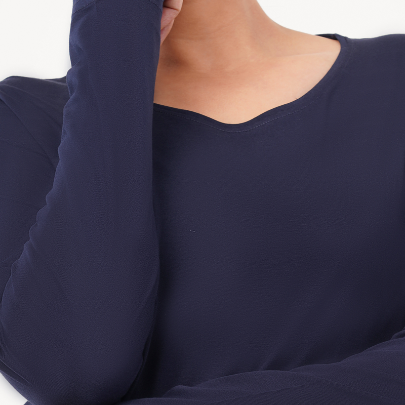 Ballsy Blue Full Sleeves Solid T-shirt for Women