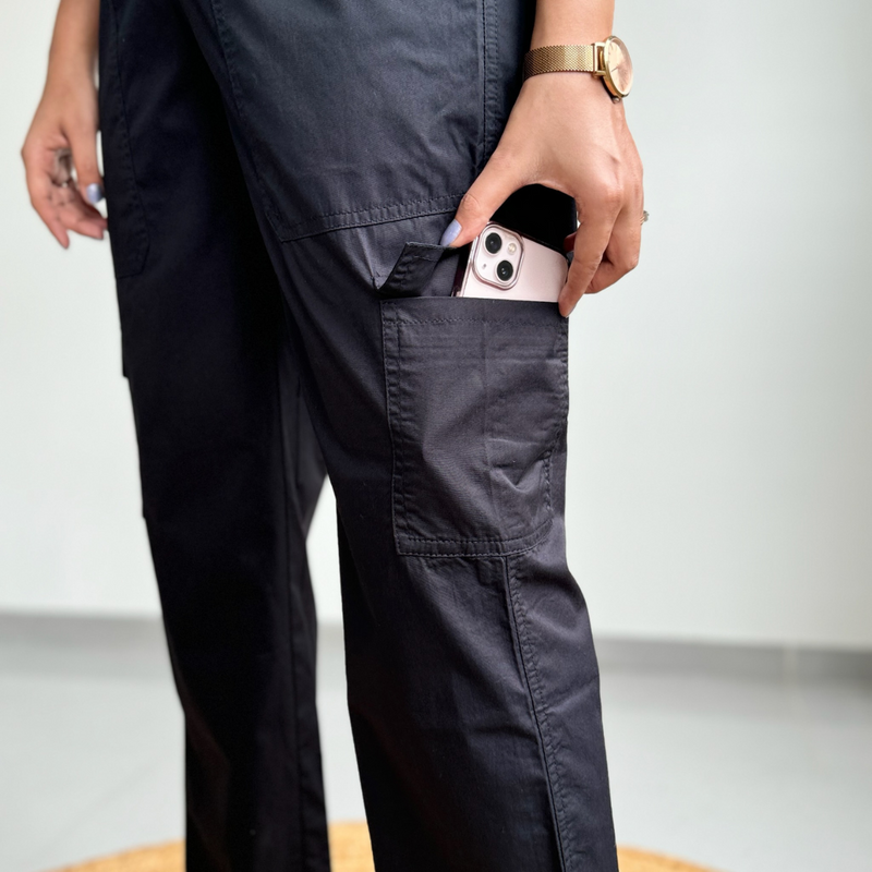 Midnight Black Cargo Pants