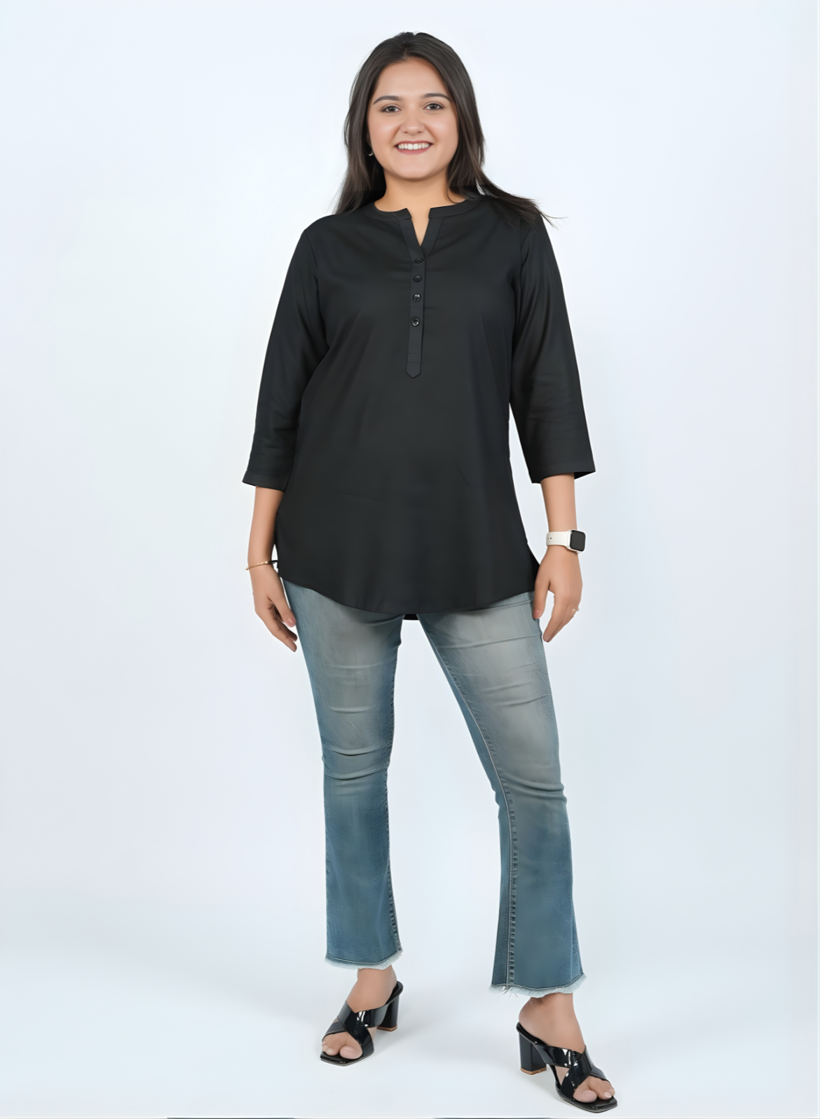 Classic Black Cotton Short Kurti – Brazen Black