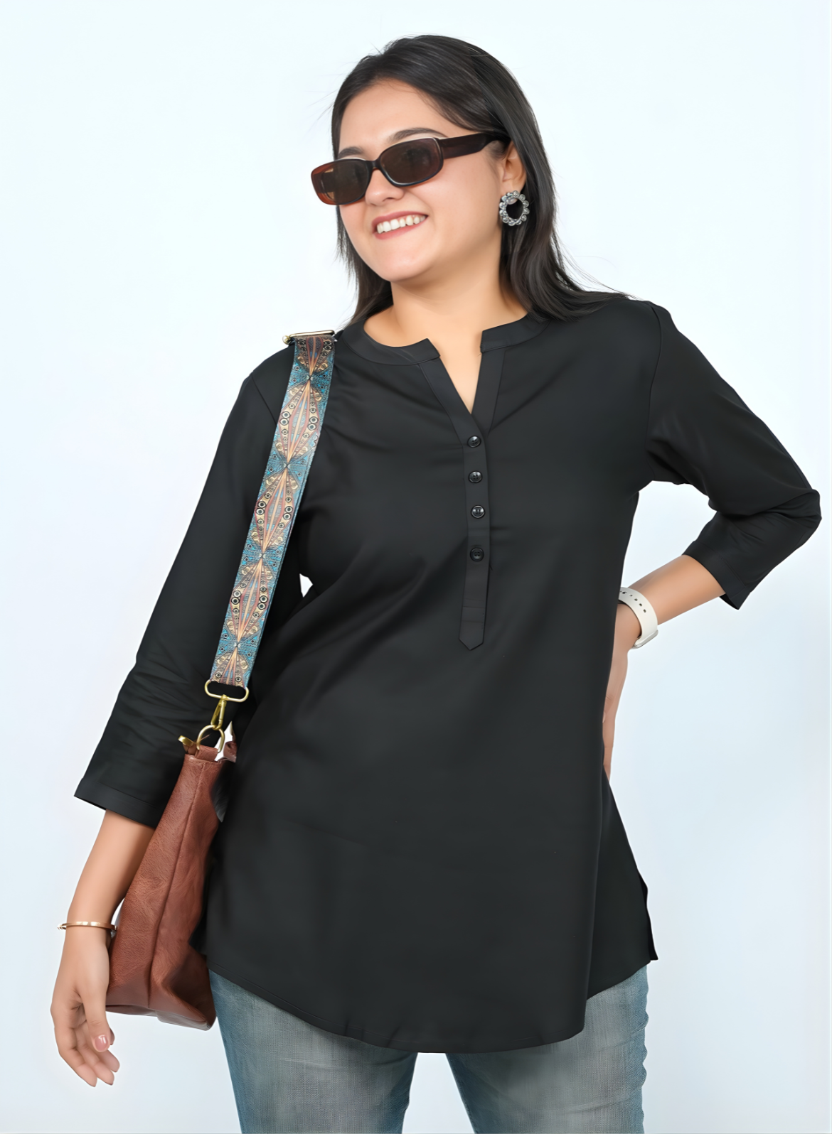 Classic Black Cotton Short Kurti – Brazen Black