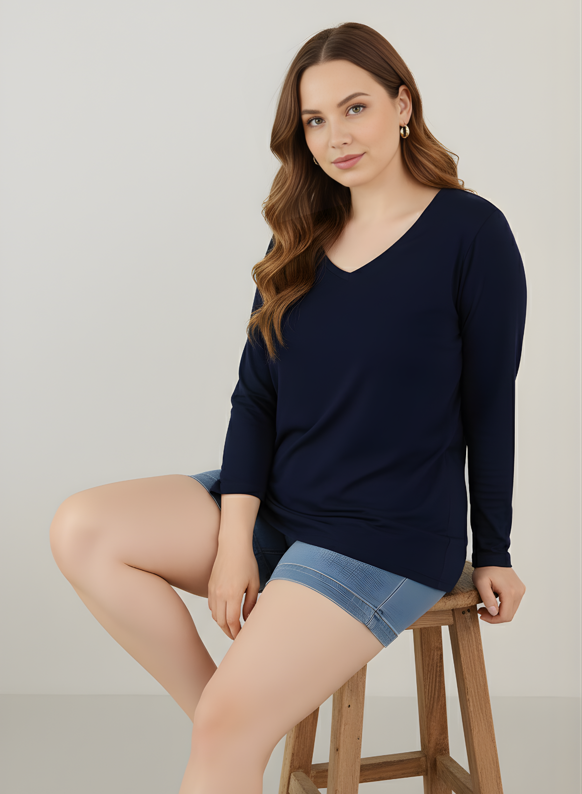 Ballsy Blue Full Sleeves V-Neck T-shirt