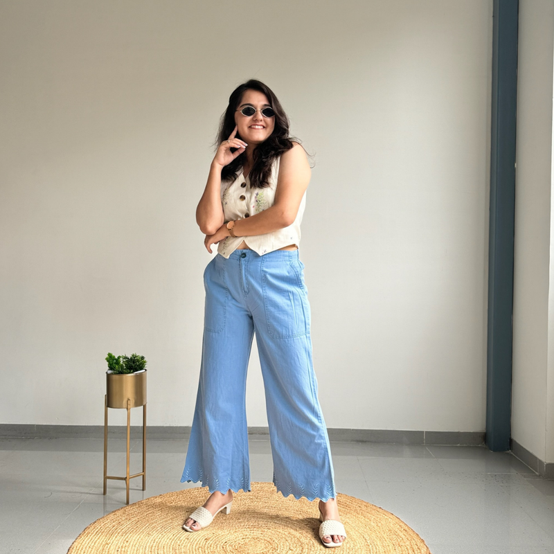 Light Blue Wide Leg Pants