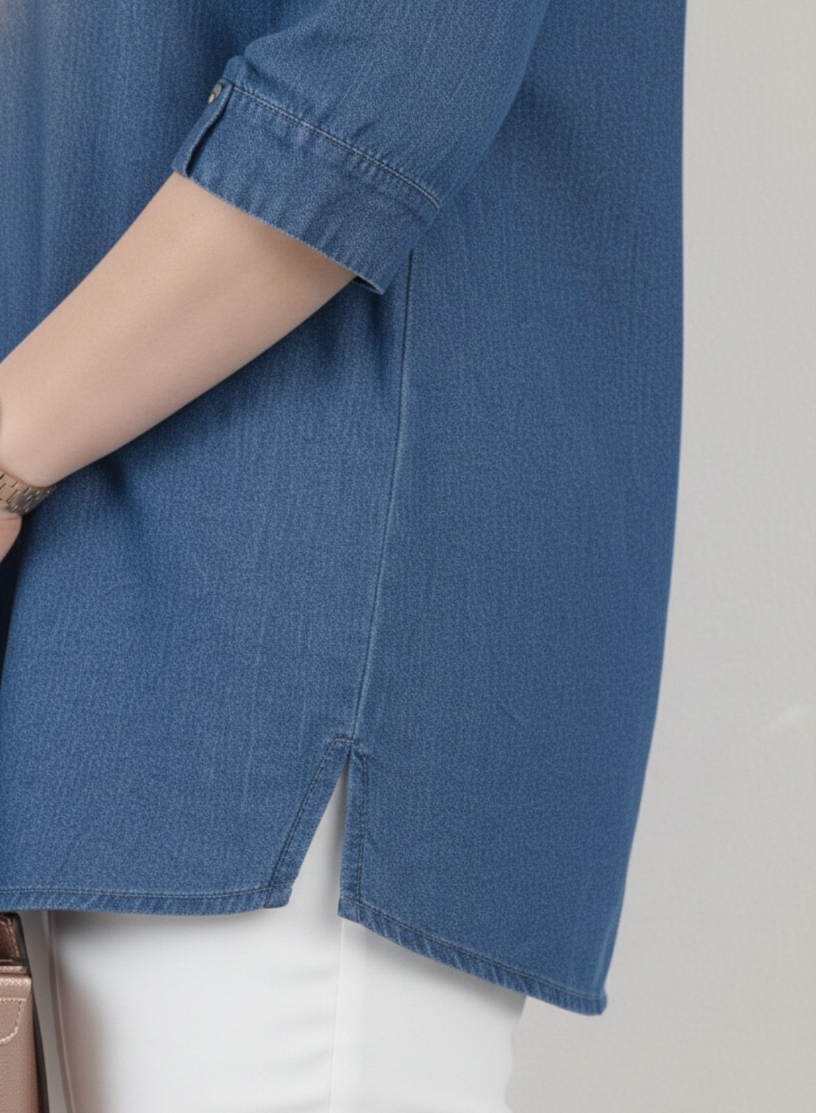 Navy Blue Denim Tunic Top