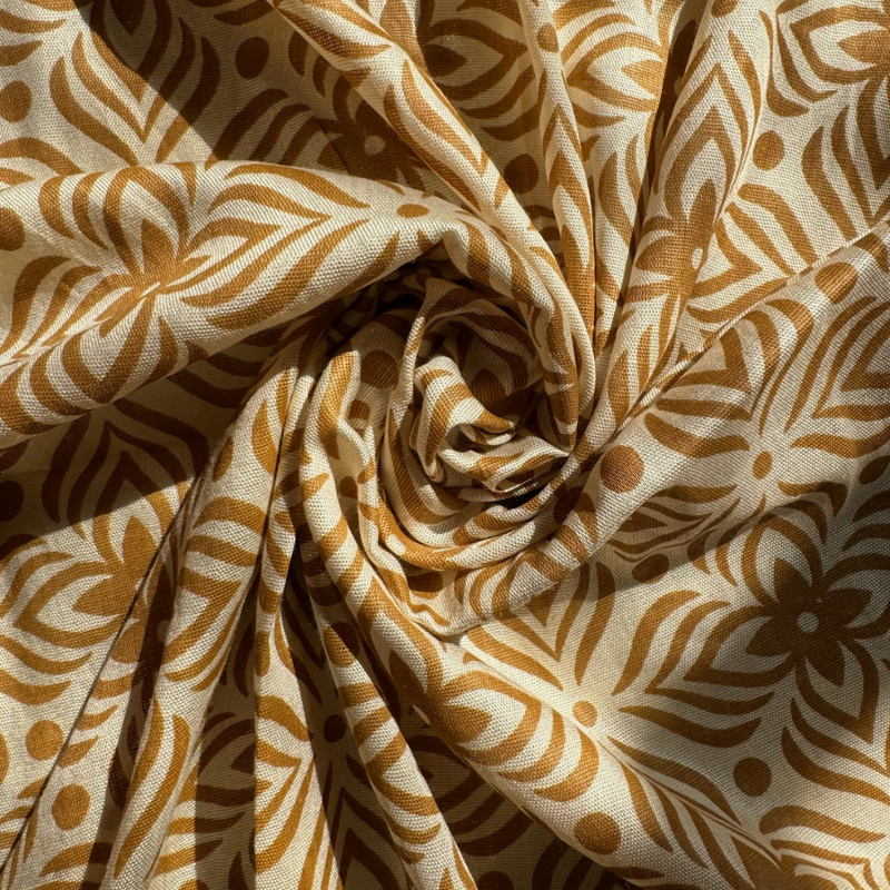 Sunlit Blossoms Beige Cotton Scarf