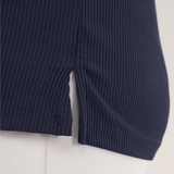 Ballsy Blue Ribbed V-Neck Full Sleeves T-shirt for Women