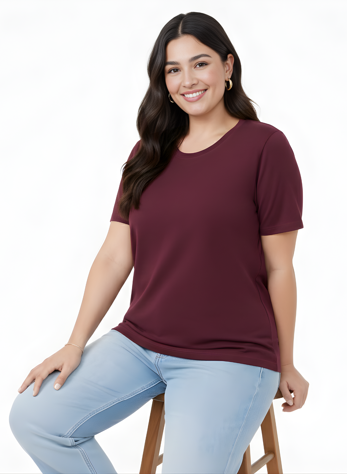 Burning Burgundy Relaxed Fit Round Neck T-shirt