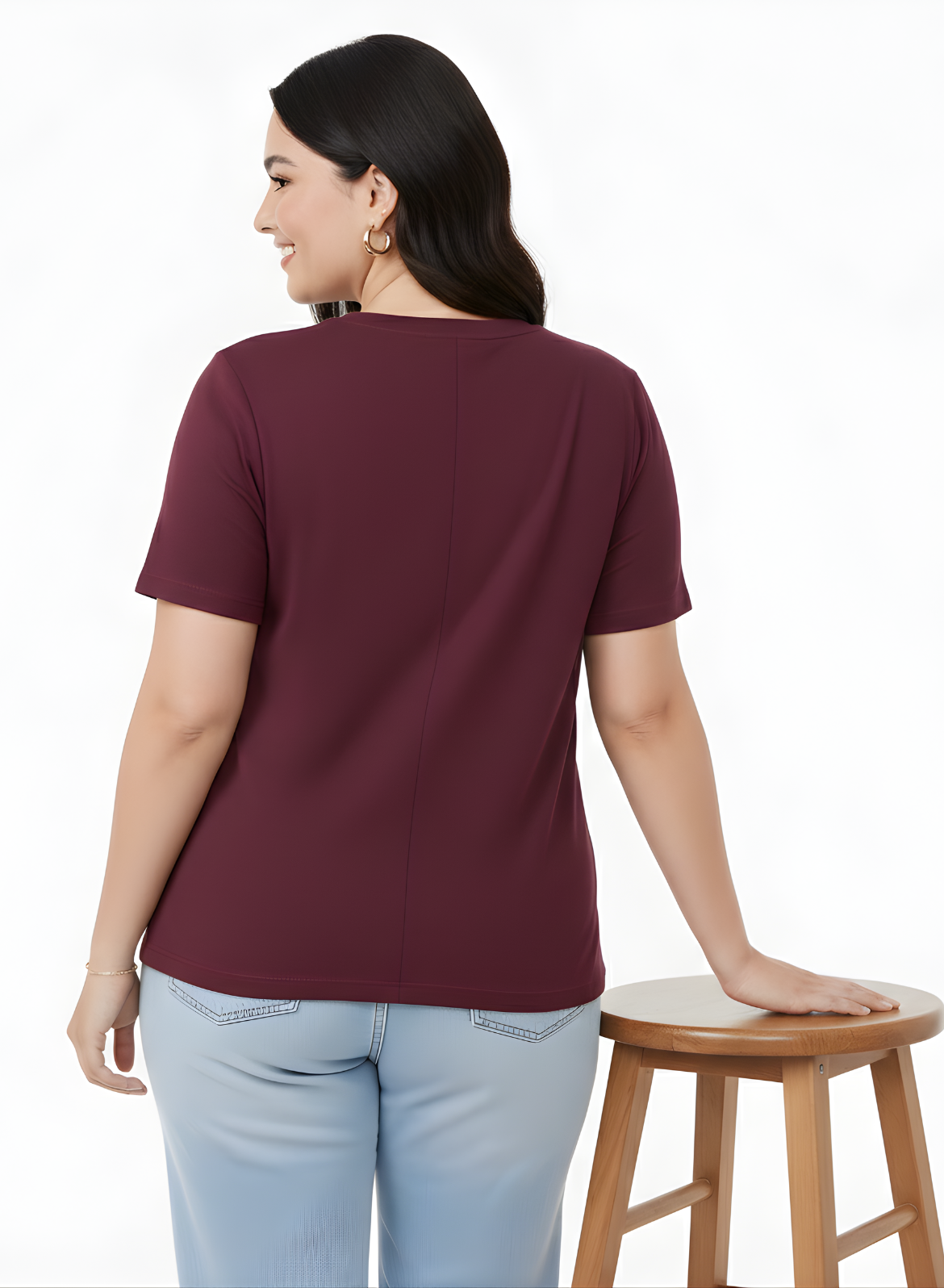 Burning Burgundy Relaxed Fit Round Neck T-shirt