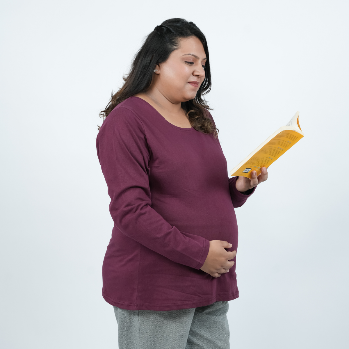 Burning Burgundy Maternity Full Sleeves T-Shirt