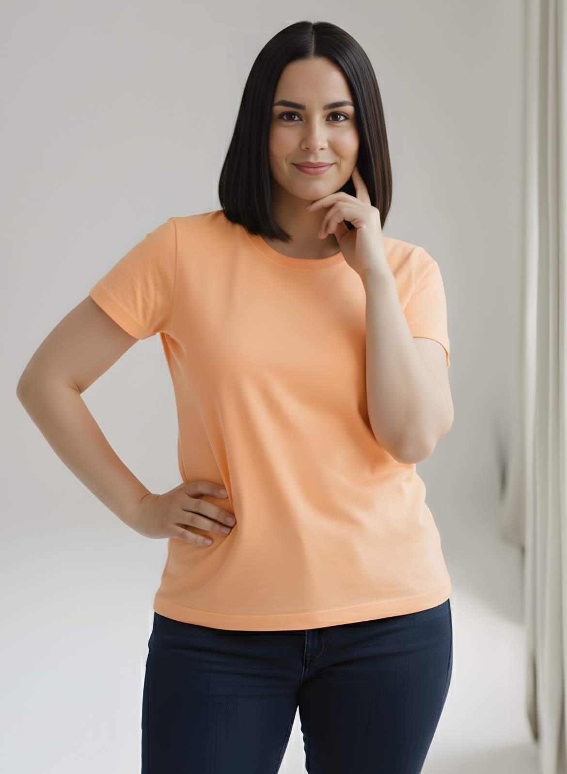 Peach Fuzz Relaxed Fit Round Neck T-shirt - Pantone Color of the Year 2024
