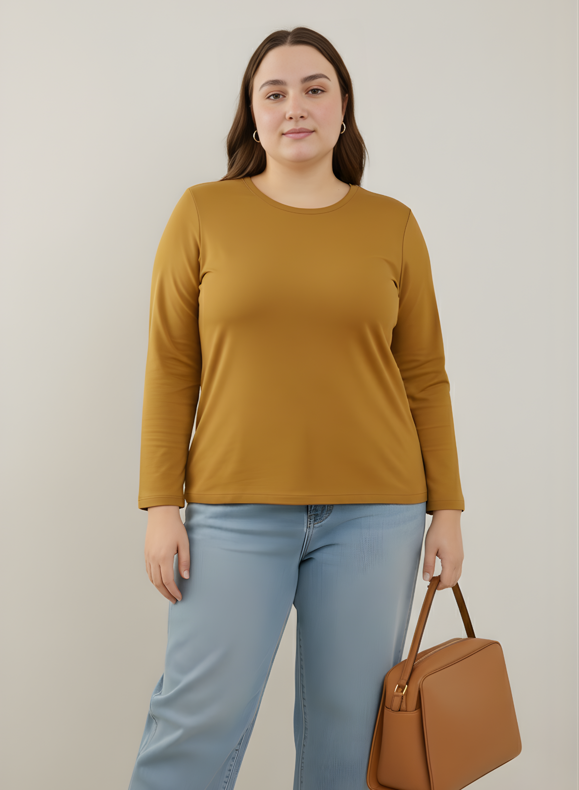 Rustic Charm Full Sleeves Solid T-shirt for Women