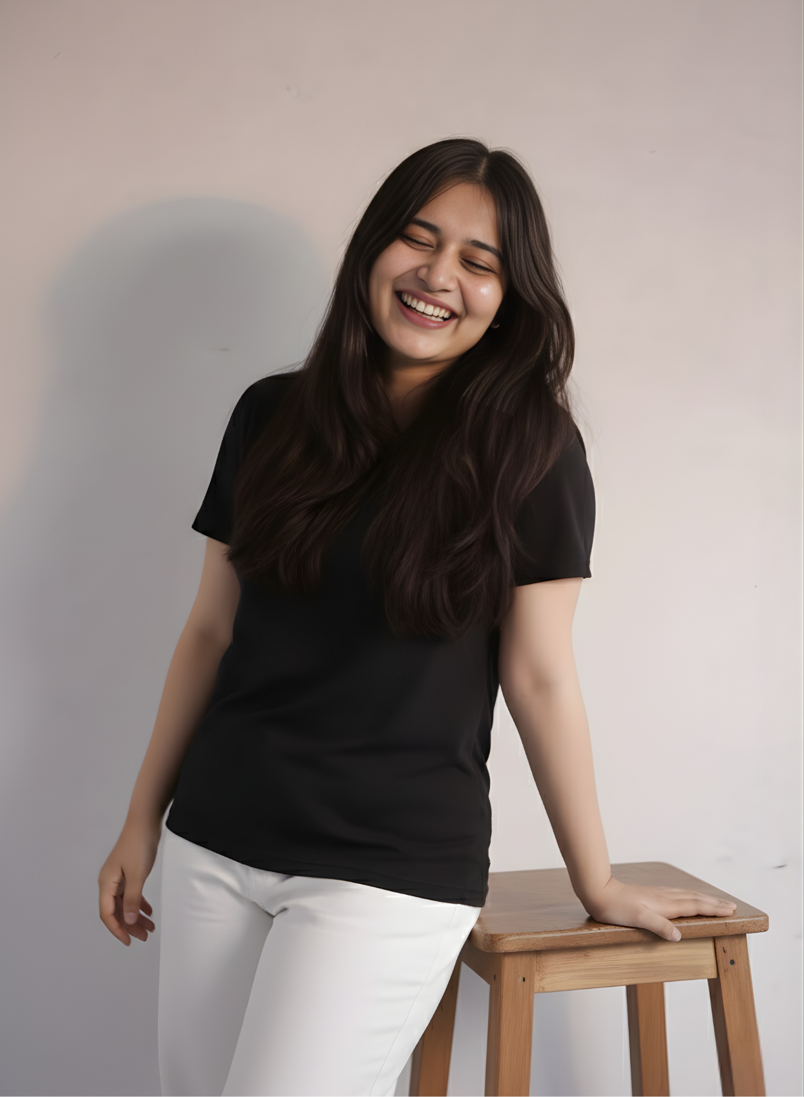 Vogue Black Relaxed Fit Round Neck T-shirt