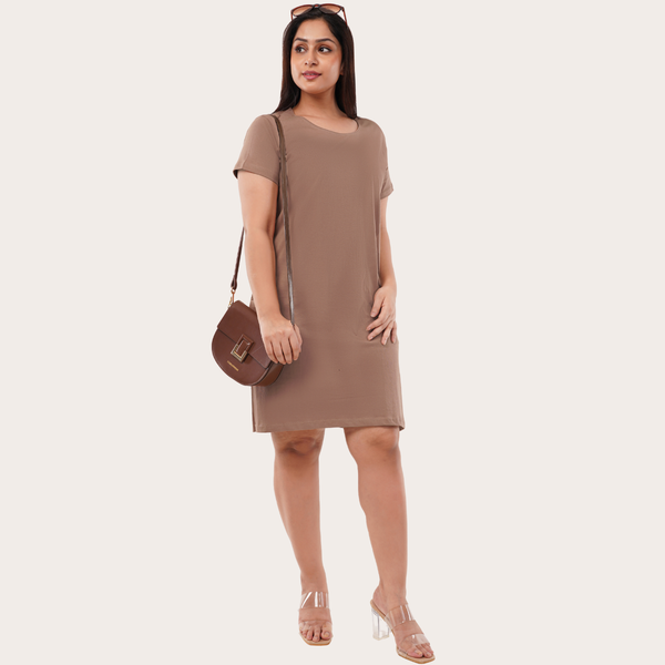 Mocha Mousse Tshirt Dress (Pantone Color of the Year 2025)