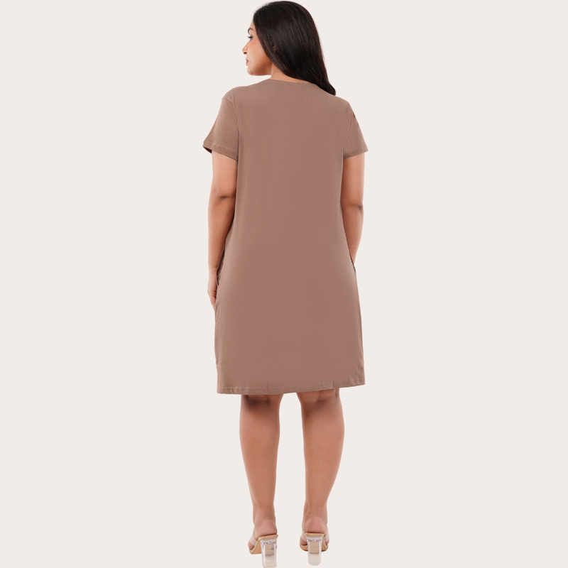 Mocha Mousse Tshirt Dress (Pantone Color of the Year 2025)