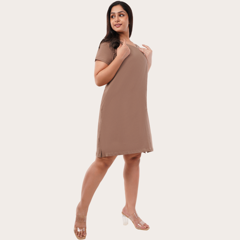 Mocha Mousse Tshirt Dress (Pantone Color of the Year 2025)